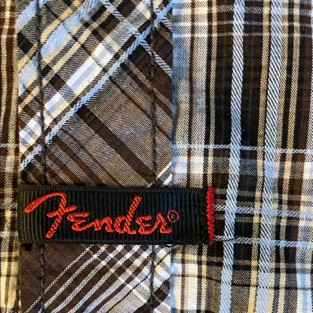 Fender Custom Shop Men's XXL Brown Plaid Western-style Snap Shirt Long Sleeves - Picture 4 of 9